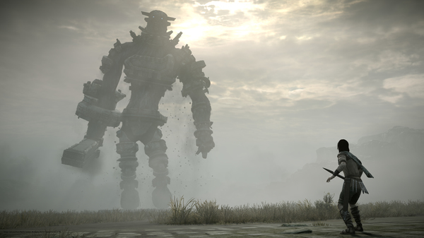 This image from the 2018 remake of Shadow of the Colossus emphasizes the lonely nature of its landscape.