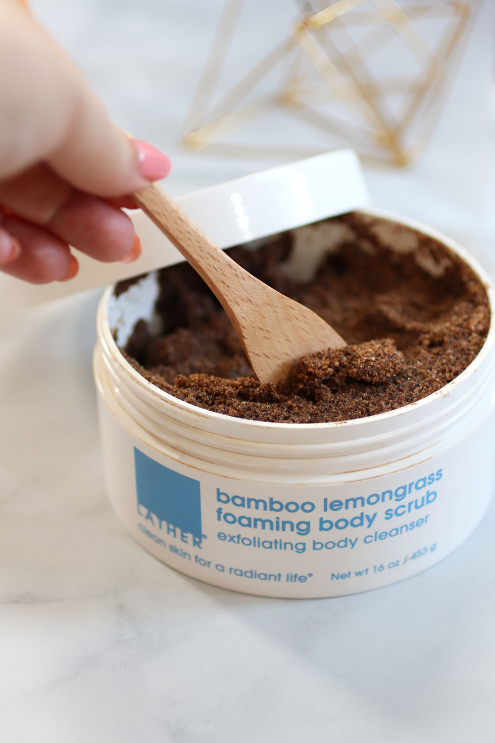 LATHER bamboo lemongrass foaming body scrub leaves no oily residue behind
