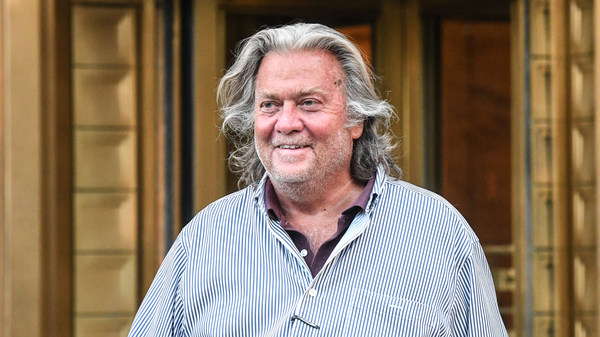 Former White House chief strategist Steve Bannon, shown here in August, had a Twitter account associated with him suspended after the social media company said his comments violated its "policy on the glorification of violence."