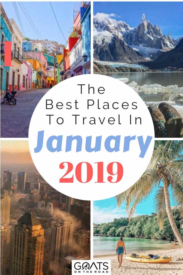 various destinations to visit in 2019 with text overlay