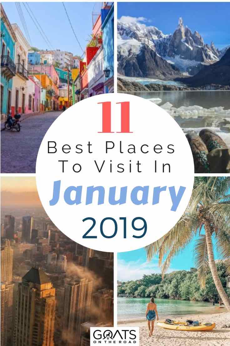 various destinations to visit in 2019 with text overlay