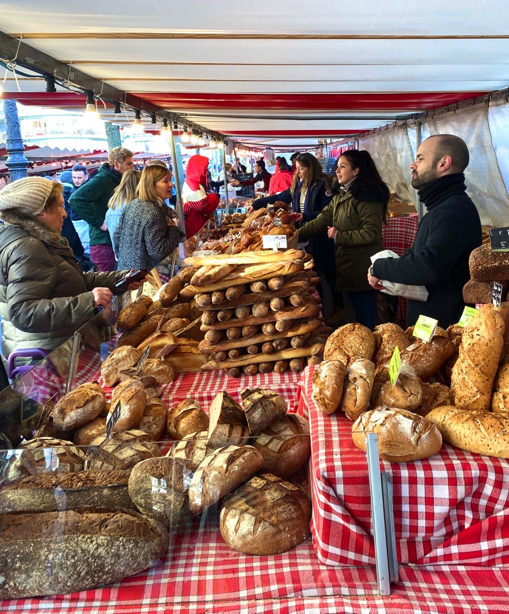 travelling in paris bread at the market