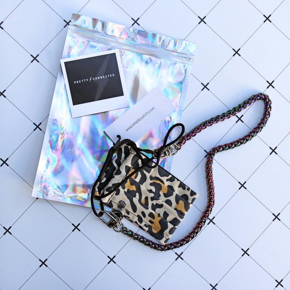 Pretty Connected mermaid mask chain and Simple Satch leopard print mask giveaway