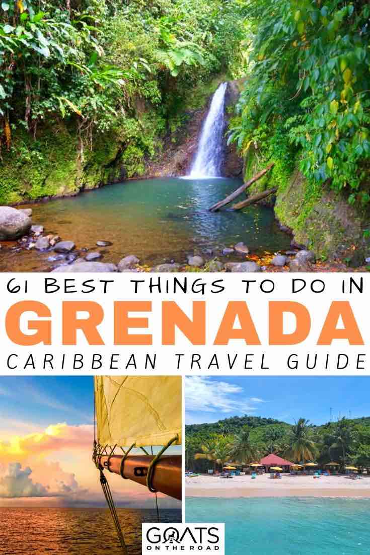 grenada waterfall with text overlay 61 best things to do