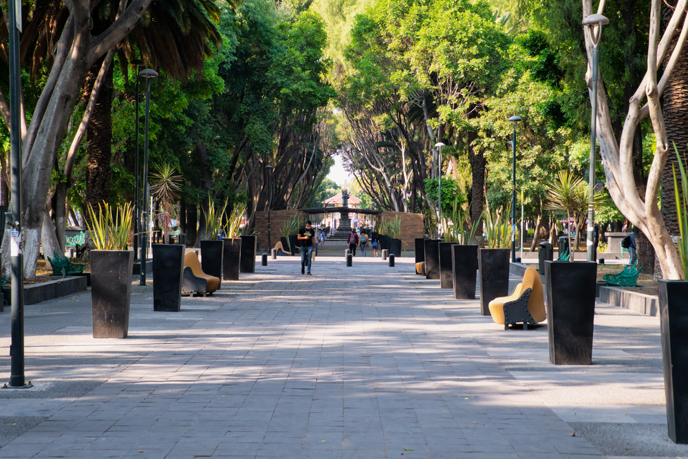 Urban,Park,Paseo,Bravo,In,Puebla,With,Very,Few,People