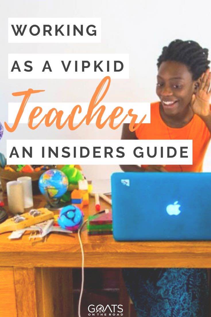 online teacher with text overlay working as a VIPKID teacher