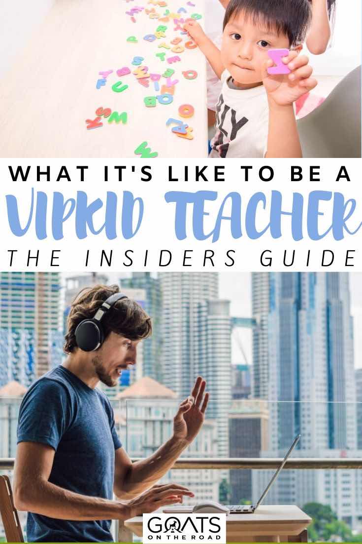 Want to become an online english teacher? VIPKID is one of the most popular organisations to work with. Find out how to apply, pros, cons, as well as an insiders review of VIPKID. | #onlinejob #onlinework #teachingenglish man Skyping on a laptop with text overlay what it's like to be a VIPKID teacher