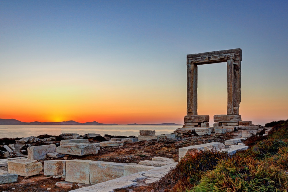 naxos greece at sunset