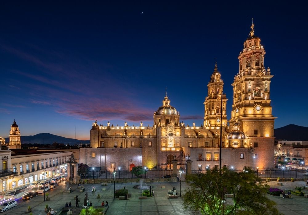 light show at Morelia’s Cathedral