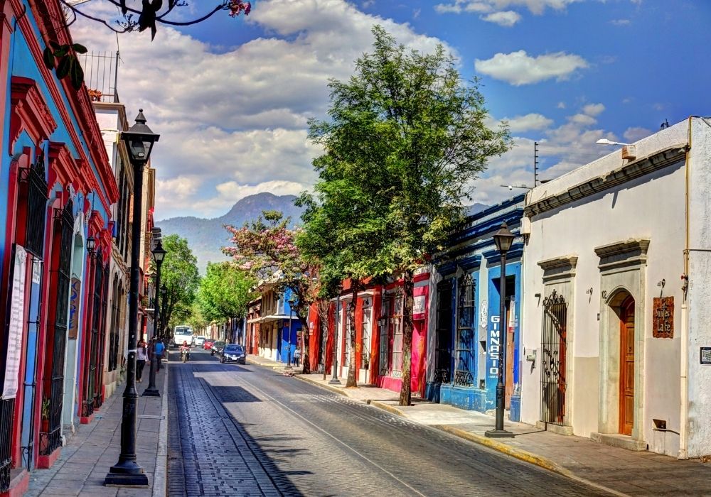 colourful neighbourhood in oaxaca mexico