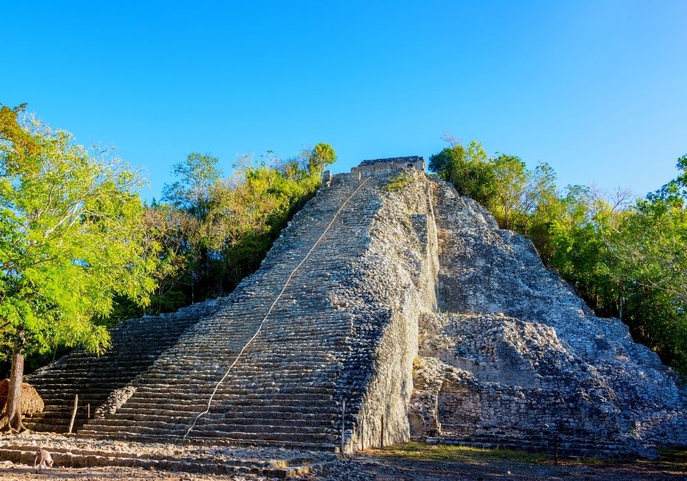 visiting the Coba temples and pyramids