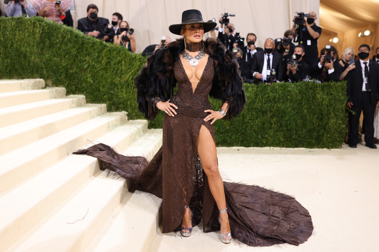 NEW YORK NEW YORK SEPTEMBER 13 Jennifer Lopez attends The 2021 Met Gala Celebrating In America A Lexicon Of Fashion at...