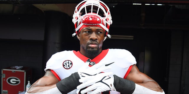 Georgia Bulldogs linebacker Adam Anderson (19) before the game against the Vanderbilt Commodores Sept. 25, 2021, at Vanderbilt Stadium in Nashville, Tennessee.