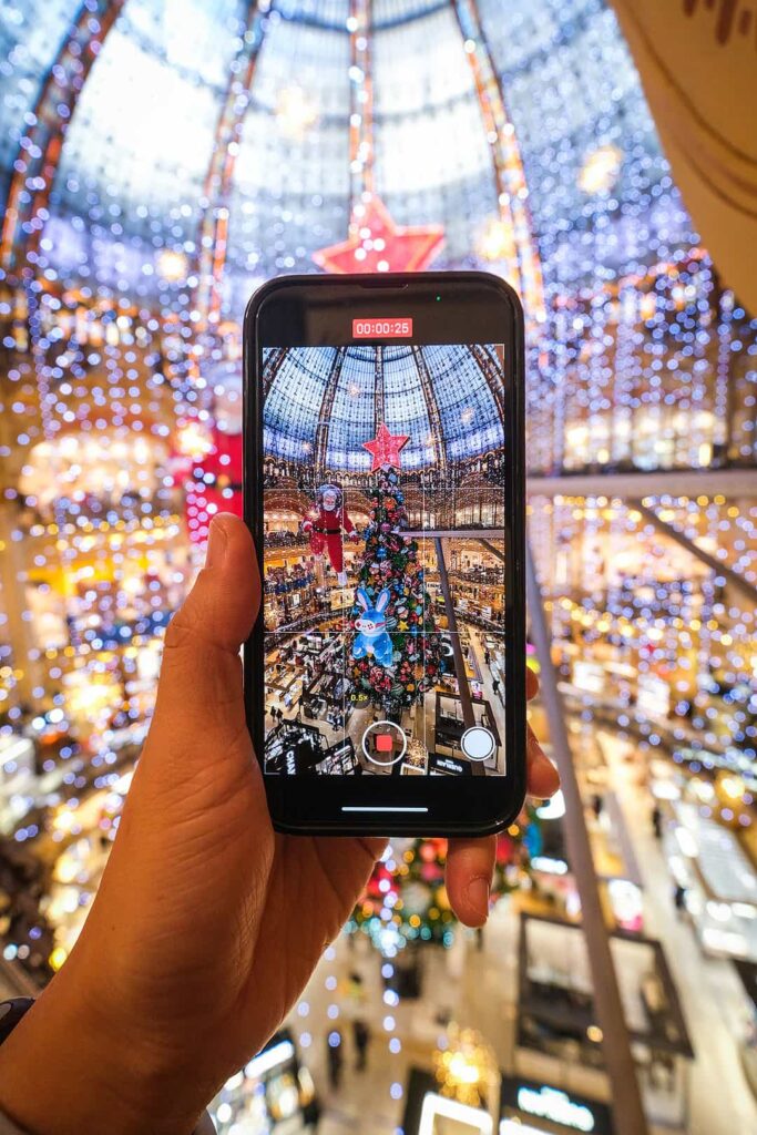 galleries lafayette christmas tree + best things to do in paris during christmas