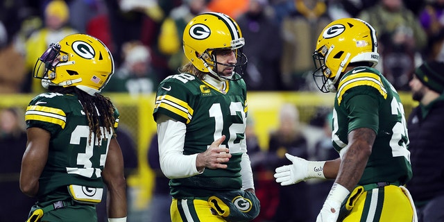 Aaron Rodgers #12 of the Green Bay Packers warms up prior to the game against the Minnesota Vikings at Lambeau Field on Jan. 2, 2022, in Green Bay, Wisconsin.