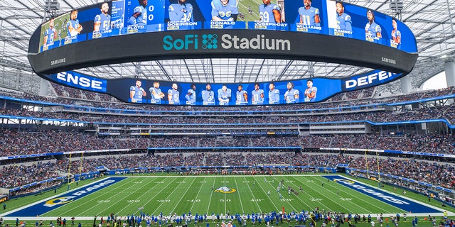 SoFi Stadium as the Los Angeles Rams take on the Tampa Bay Buccaneers Sept. 26, 2021, in Inglewood, California.