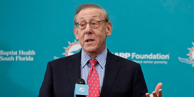 FILE - In this Feb. 4, 2019, file photo, Miami Dolphins owner Stephen Ross speaks in Davie, Fla.