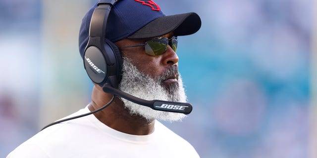 Defensive coordinator Lovie Smith of the Houston Texans looks on during the Dolphins game at Hard Rock Stadium on Nov. 7, 2021, in Miami Gardens, Florida.