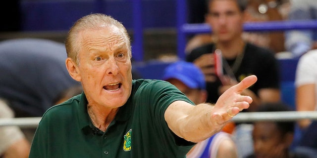 Rick Barry, coach of the Ball Hogs, calls a play during the game against the 3 Headed Monsters during week seven of the BIG3 three-on-three basketball league at Rupp Arena on Aug. 6, 2017, in Lexington, Kentucky.