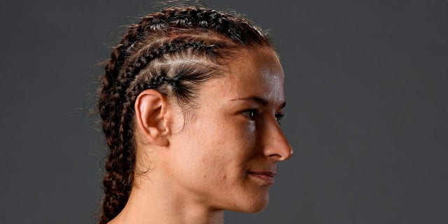 Maryna Moroz of Ukraine poses for a post fight portrait backstage during the UFC Fight Night event at Wells Fargo Center on March 30, 2019 in Philadelphia, Pennsylvania.