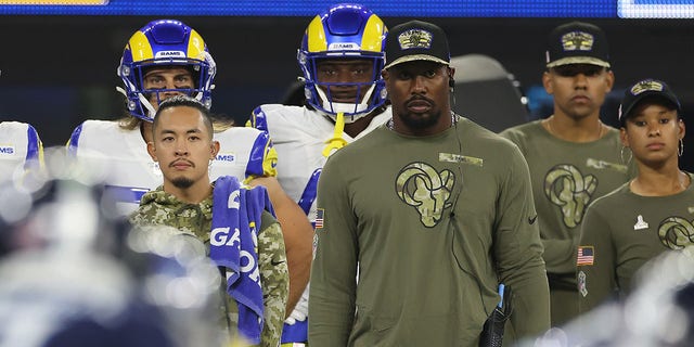 Von Miller #40 of the Los Angeles Rams looks on against the Tennessee Titans during the first quarter at SoFi Stadium on Nov. 7, 2021 in Inglewood, California.