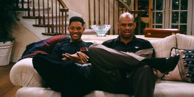 Will Smith as William "Will" Smith, Kareem Abdul-Jabbar as himself on the set of the "Fresh Prince of Bel-Air."