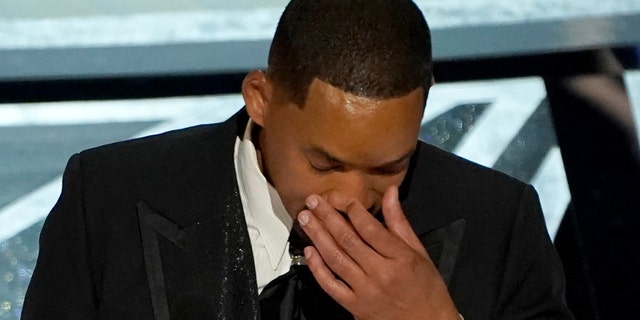 Will Smith cries as he accepts the award for best performance by an actor in a leading role for "King Richard" at the Oscars on Sunday, March 27, 2022, at the Dolby Theatre in Los Angeles.