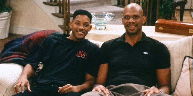 Will Smith as William 'Will' Smith, Kareem Abdul-Jabbar as himself on the set of the "Fresh Prince of Bel-Air."