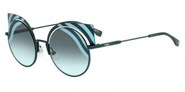 cat eye sunglasses with blue zebra pattern frames