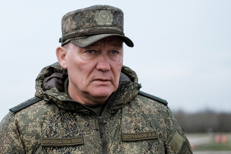 Col. Gen. Alexander Dvornikov attends a tactical exercise on March 17, 2017, at the Molkino base in Russia.