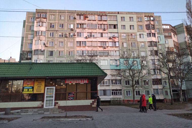 Pedestrians on a street in Tiraspol on April 2, 2022.