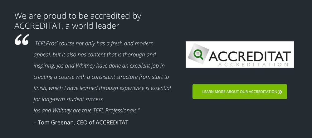 tefl pros is accredited