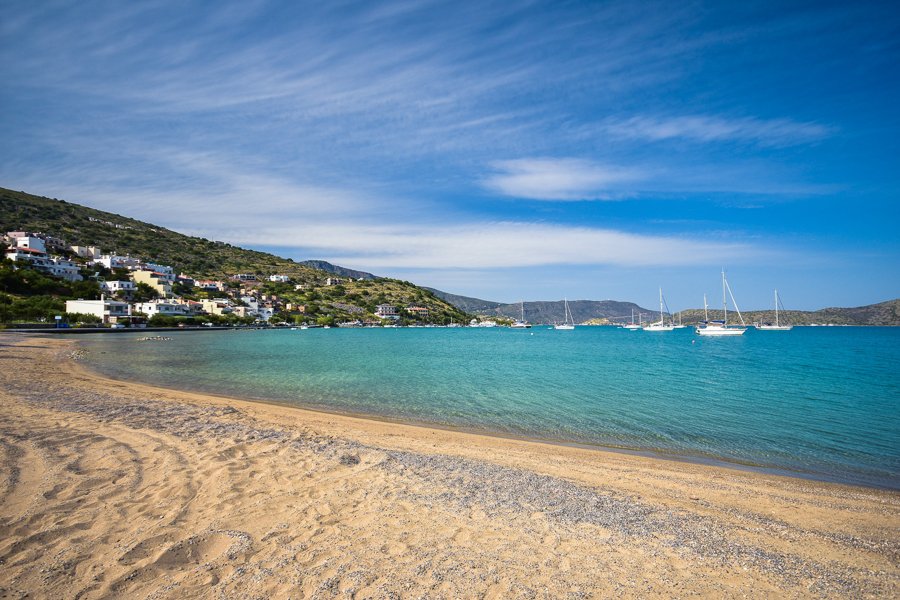 swimming at elounda beach crete island