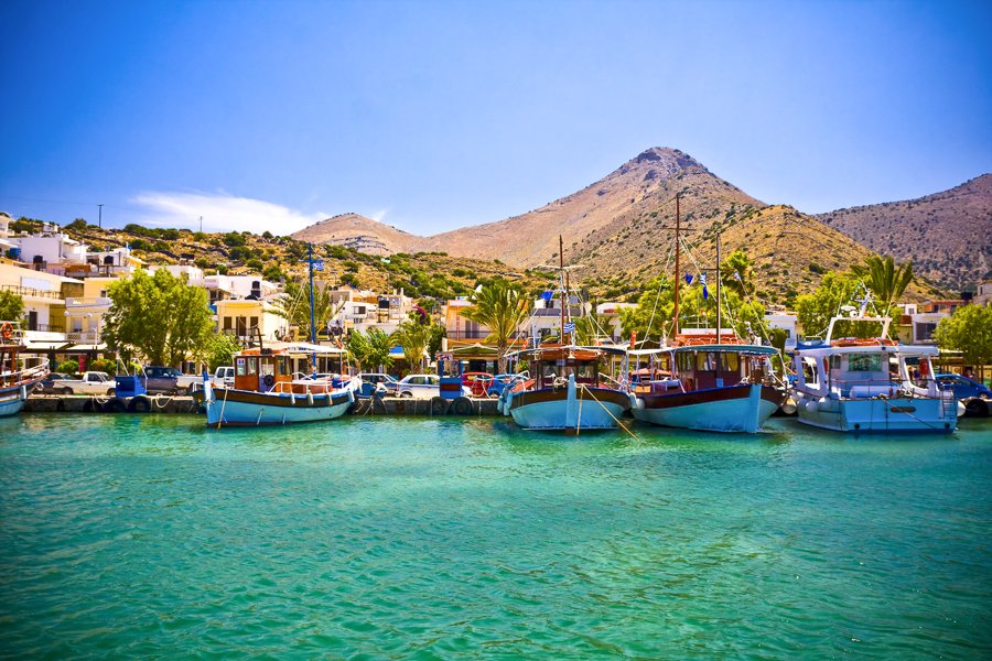 elounda greece boats in the harbour