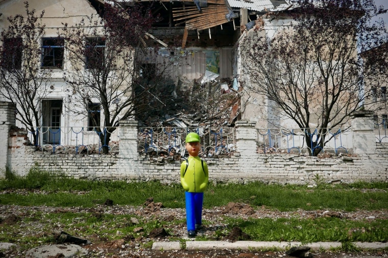 The ruins of a school building in Siversk destroyed in an apparent Russian bombing.