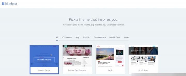 Screenshot showing how to select a theme for your new travel blog
