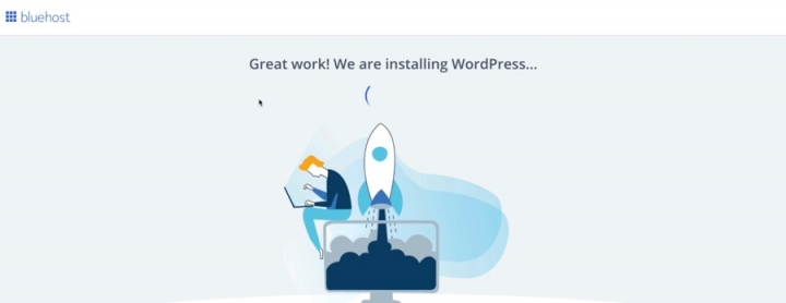 Screenshot showing Bluehost automatically Installing WordPress on a new travel blog