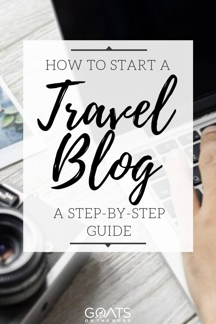 laptop and camera with text overlay how to start a travel blog