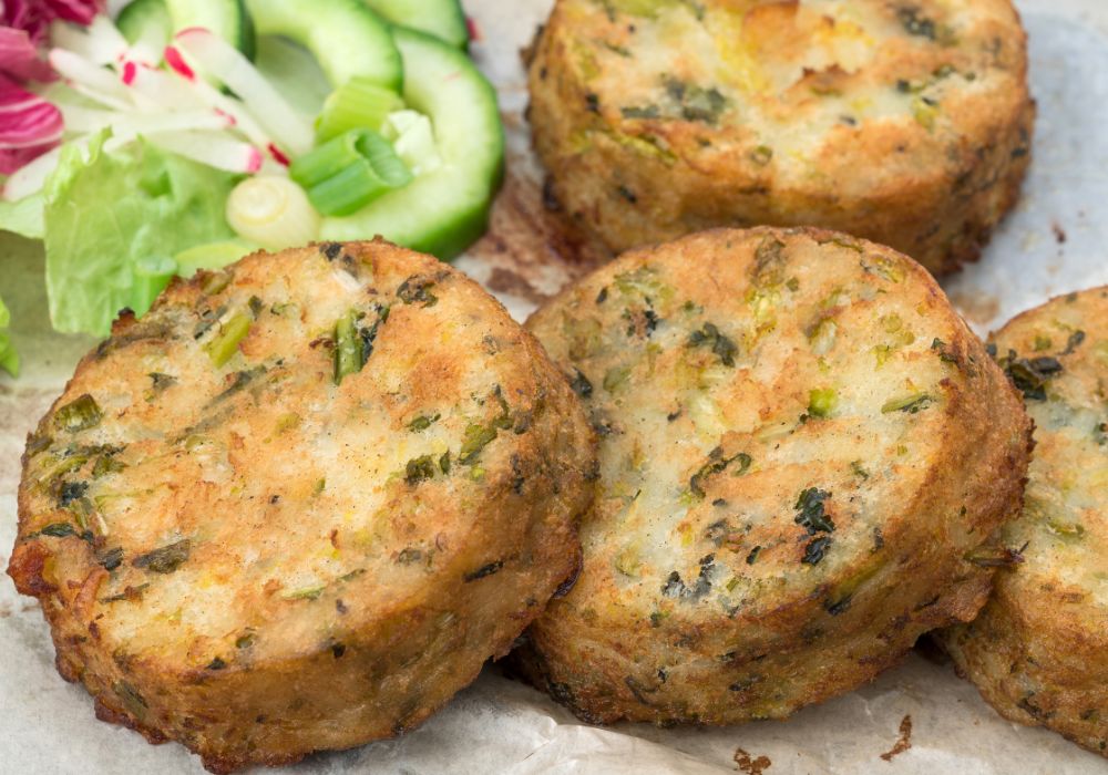 Fresh bubble and squeak potato cakes.