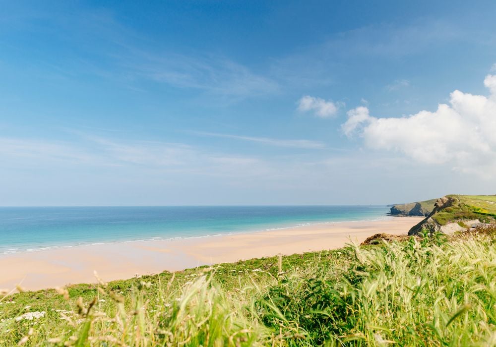 The stunning views over the Watergate Bay Beach near Newquay, Cornwall.