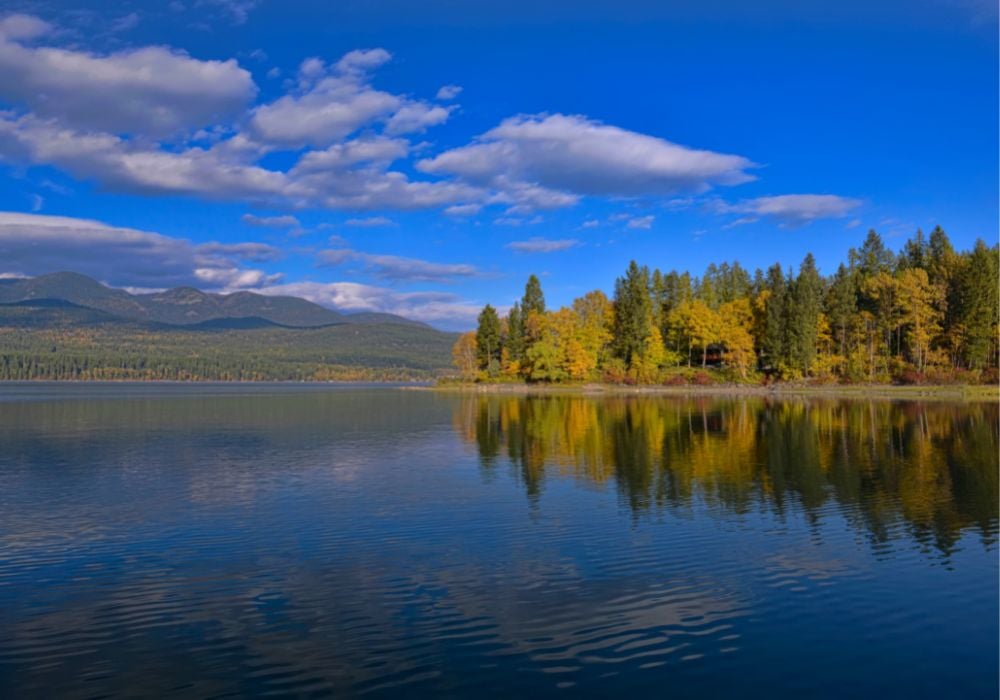 Whitefish lake summer afternoon in Montana.