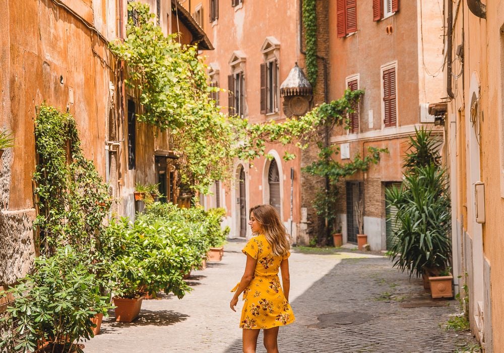 Tourist at Trastevere in Rome, Italy