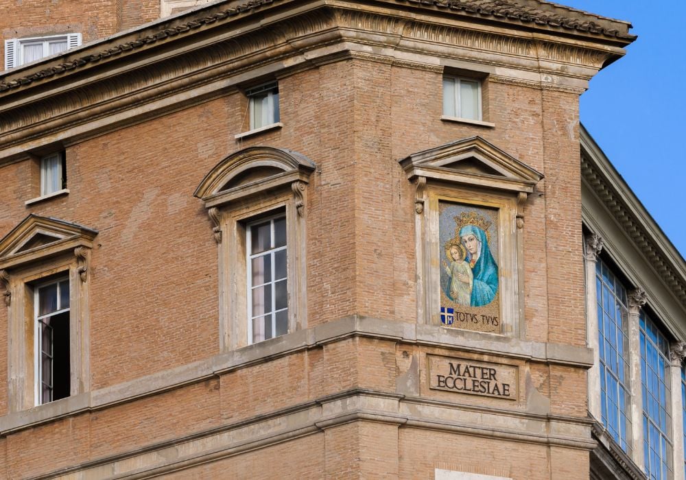 Mother of God and Child on the Sistine Chapel facade.