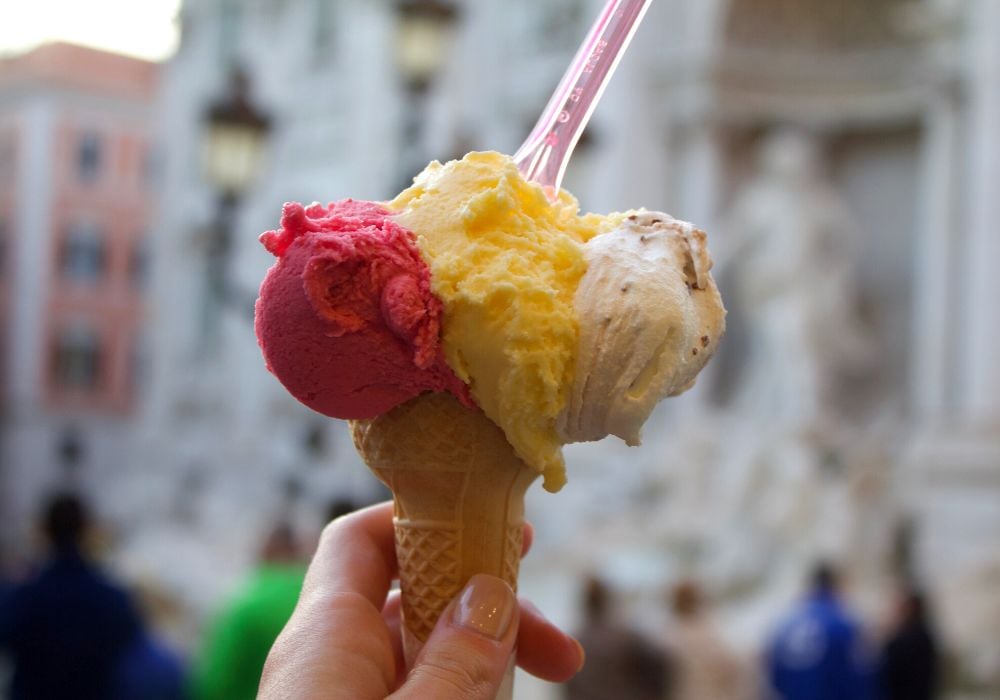 Gelato by the Trevi Fountain in Rome