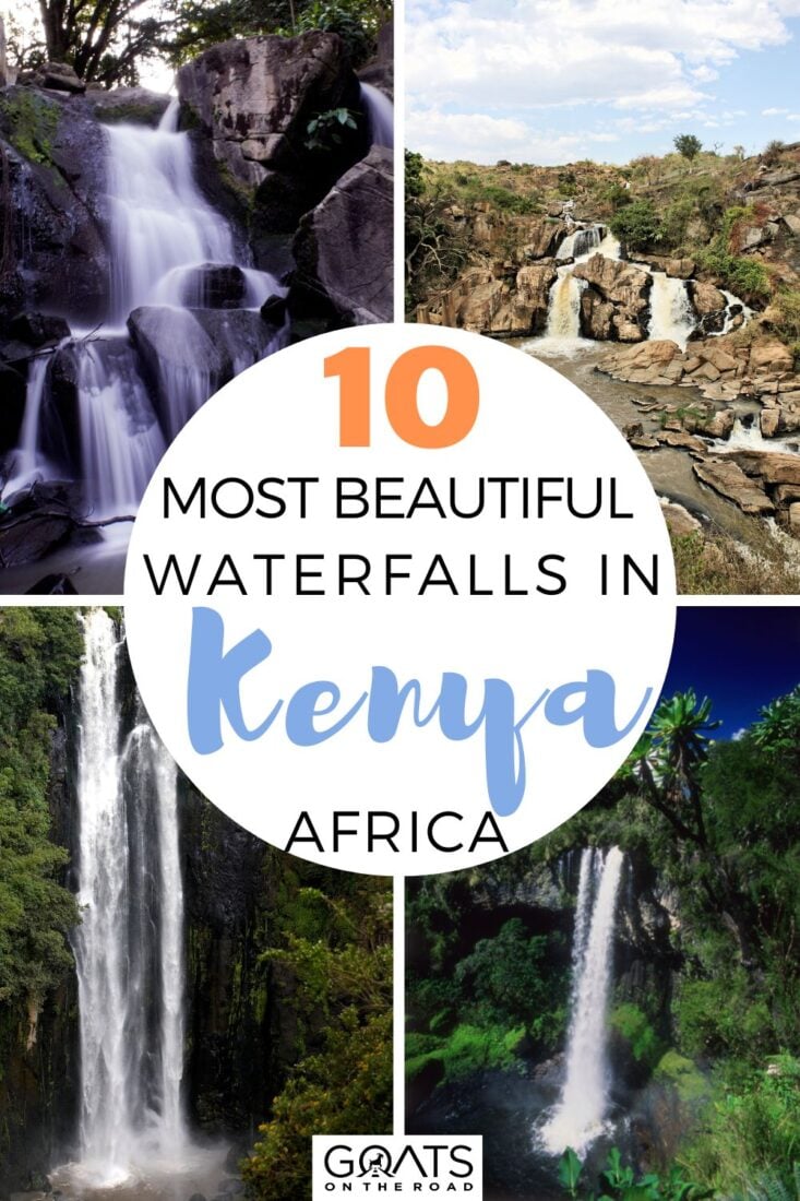 Four of the 10 most beautiful waterfalls in Kenya.