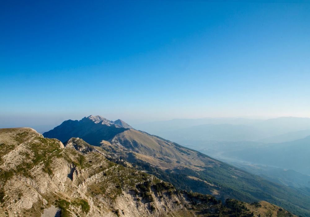 Ridges top the mountain of Tomorr National Park in Albania