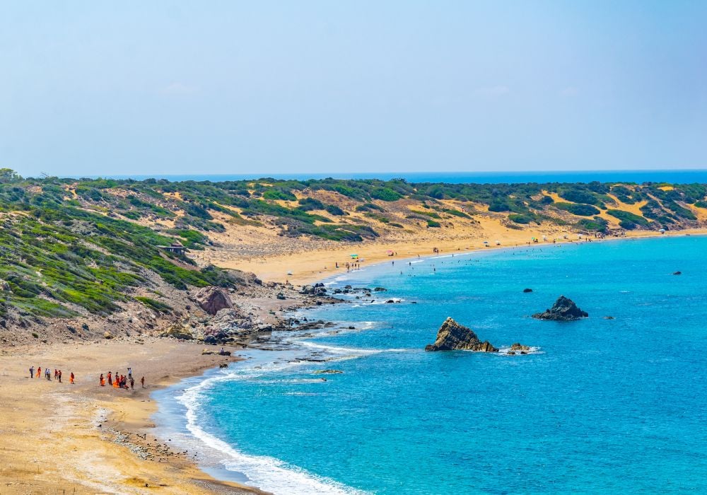 The beautiful white sand of Lara Beach in Cyprus.