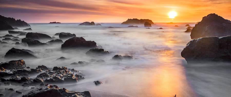 a misty sunset at Sonoma Coast