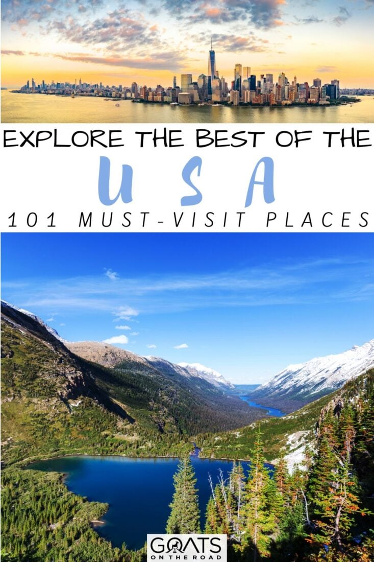 From the towering skyscrapers of New York City to the majestic mountains of Montana, the USA has it all! Our list of the 101 best places to visit in the USA is your guide to exploring this incredible country! Discover breathtaking landscapes, unique cultural experiences, and unforgettable adventures that will leave you speechless! So start planning your next USA getaway today and get ready for the trip of a lifetime! | #USAtour #travelUSA #exploreAmerica #bucketlist
