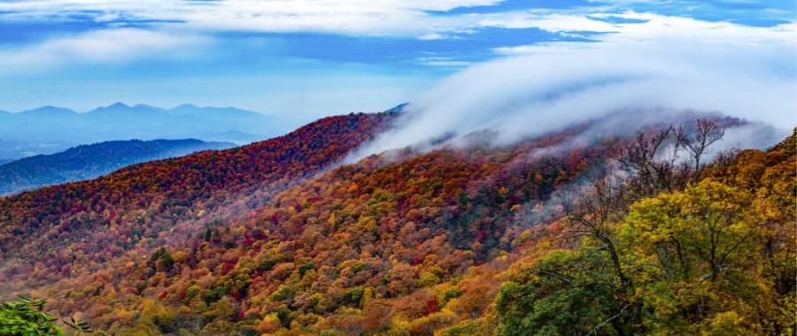 View of fog over the Great Smoky Mountains National Park, TN/NC